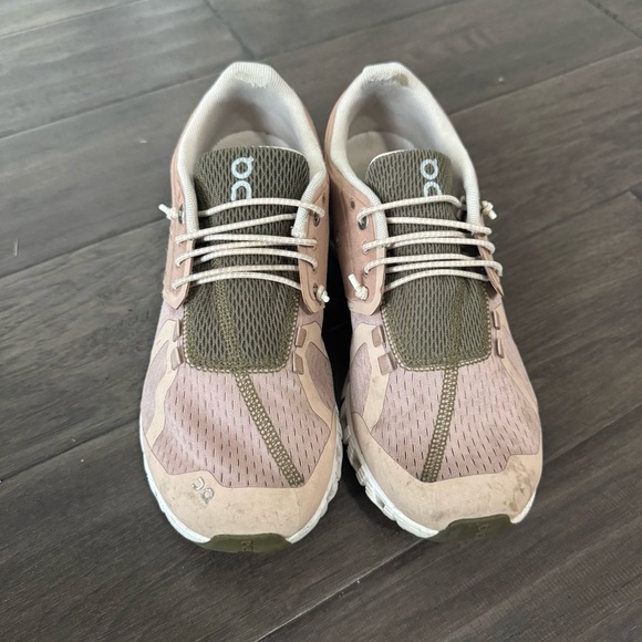 On Running Shoes - On Running Women's Athletic Shoes in Pink and Olive
